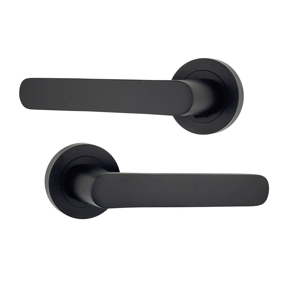 image 1 of AXS Harlem Door Handles on Rose - Door Pack - Latch Door - Black