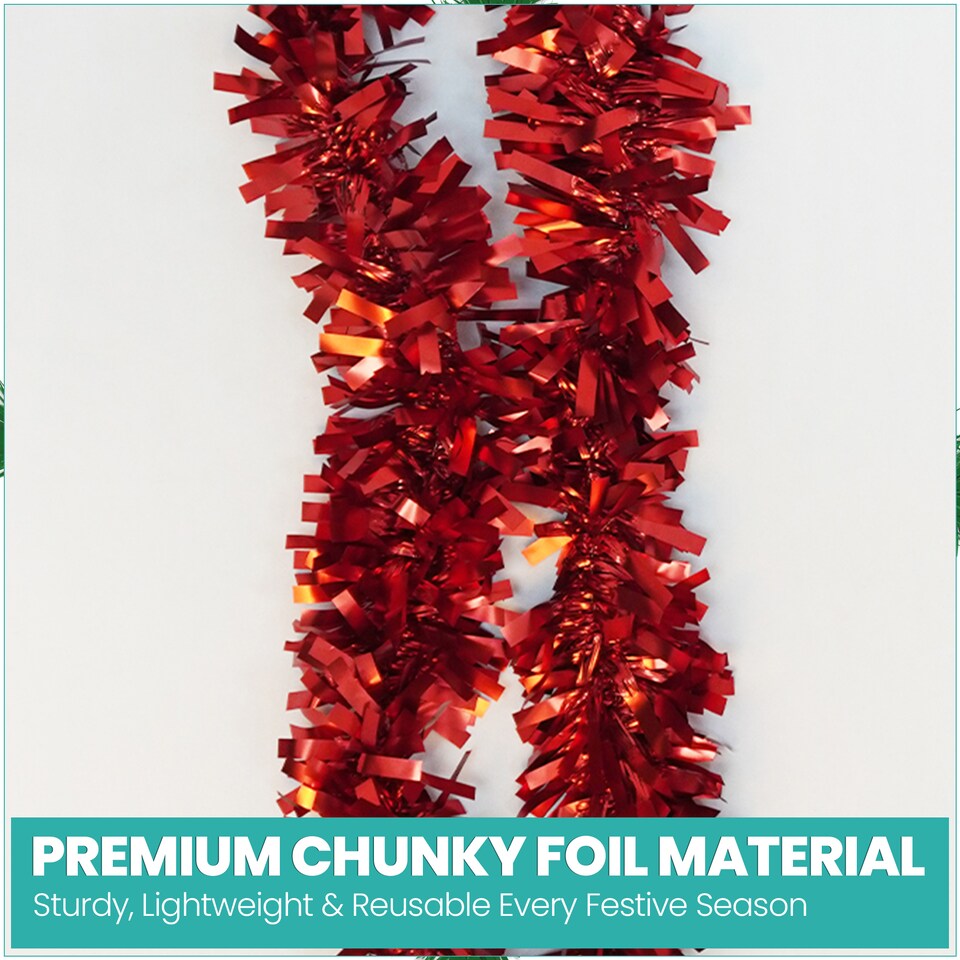 image 1 of 6.5ft/1.98m Wide Chunky Christmas Tinsel Garland Shiny Foil Twist Garland
