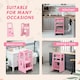 image 5 of HOMCOM Kids Step Stool, Adjustable Standing Platform, Toddler Kitchen Stool Pink