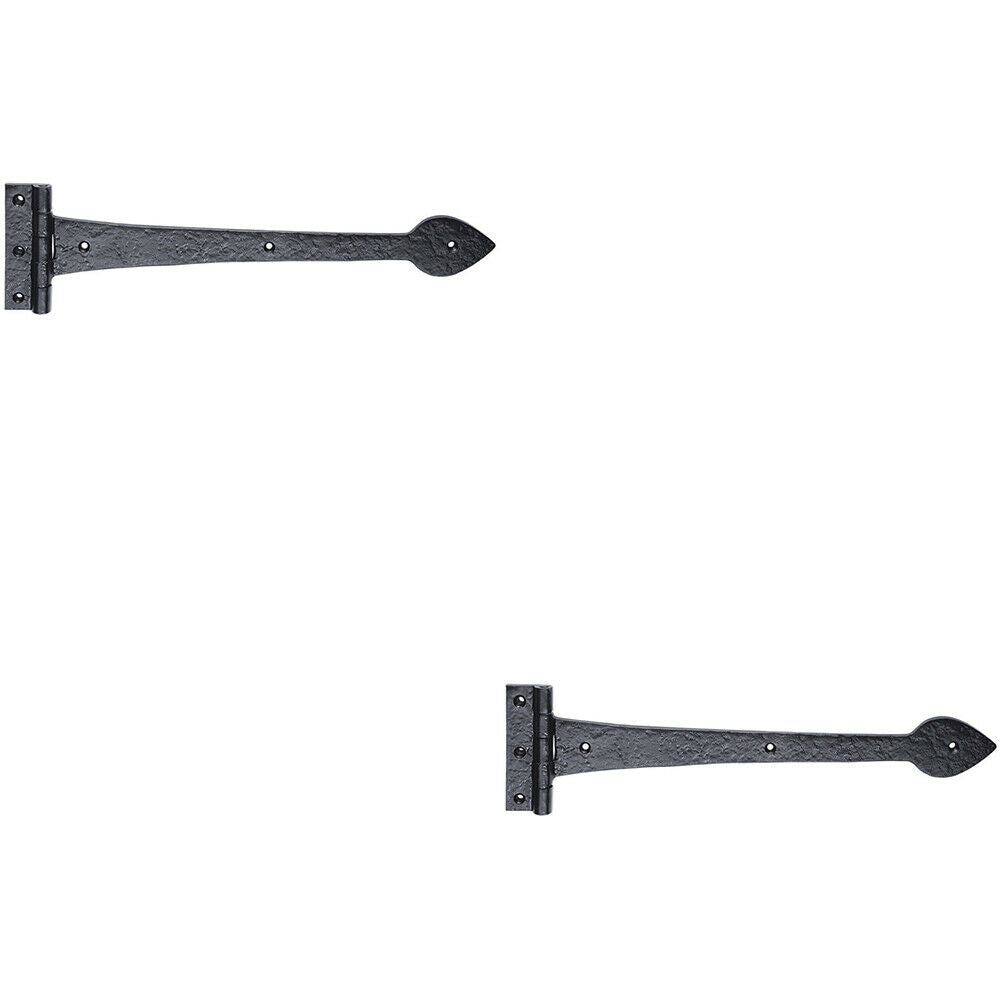 2x PAIR 430 x 102mm Ornate T Hinge Black Antique Internal Decorative Door Hinge