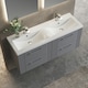 image 3 of Retro 4 Drawer Wall Hung Vanity Unit with Double Ceramic Basin - 1200mm - Satin Grey - Balterley Grey