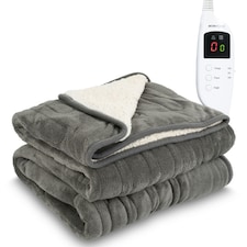 MONHOUSE Heated Throw - Single Electric Blanket - 130 x 160 cm - Digital Controller - 9H Timer, 9 Heat Settings, Auto Shutoff