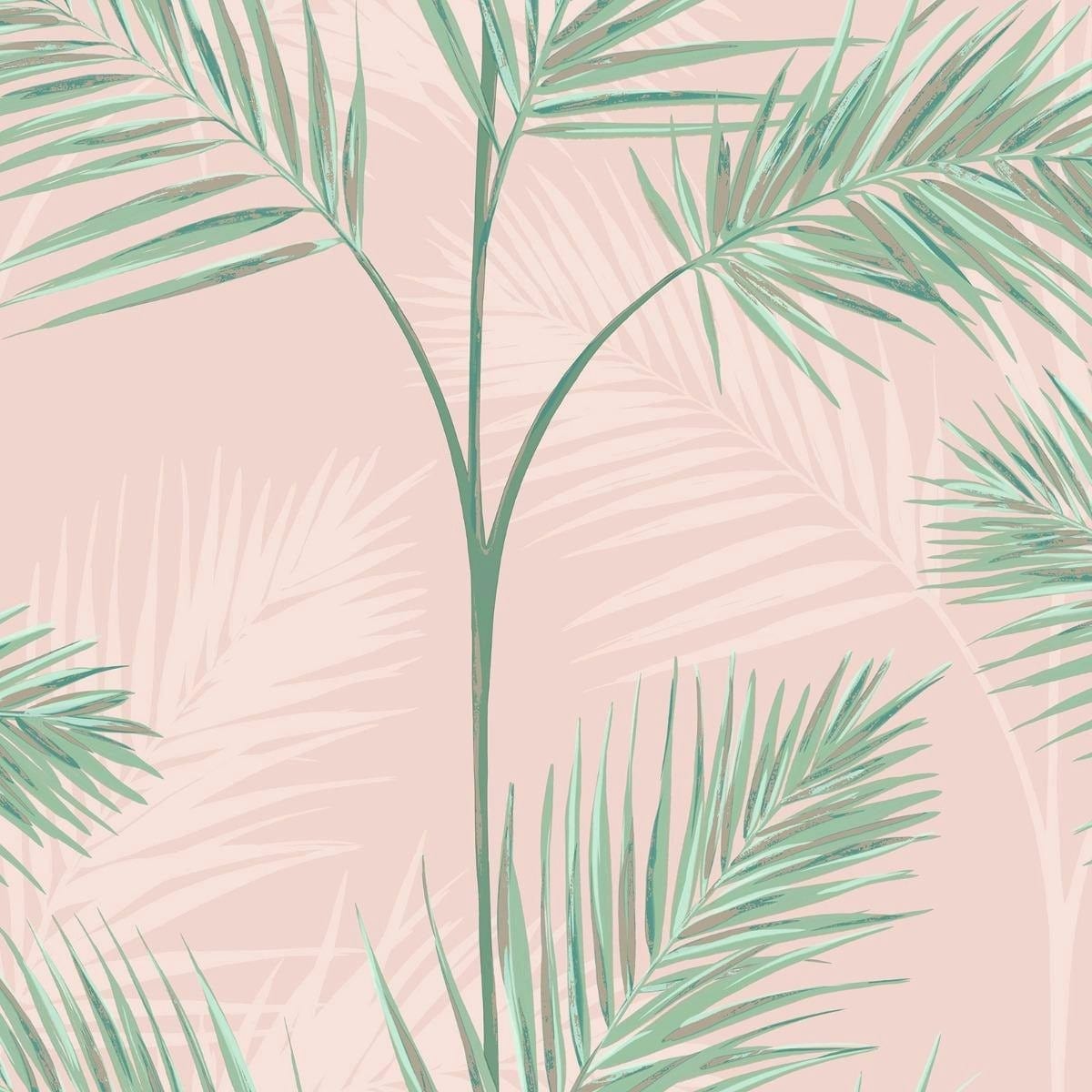 Fine Decor South Beach Palm Leaf Wallpaper - Blush Pink - One Size Pink