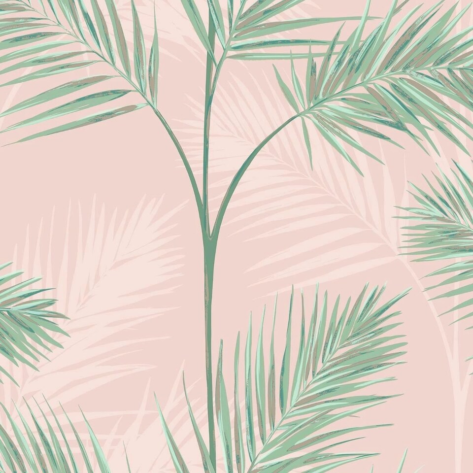 image 1 of Fine Decor South Beach Palm Leaf Wallpaper - Blush Pink - One Size | Pink