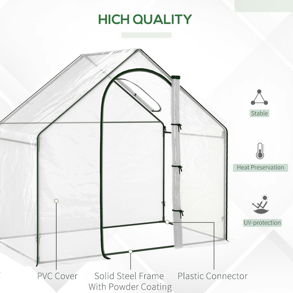 image 1 of Outsunny Portable Walk-in PVC Greenhouse w/ Zipped Door for Flowers Plant
