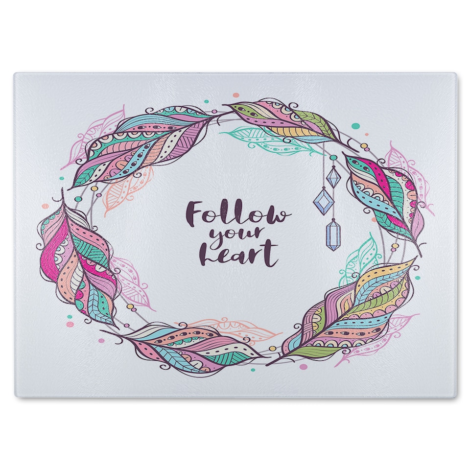 image 1 of Follow Your Heart Glass Chopping Board | Multi