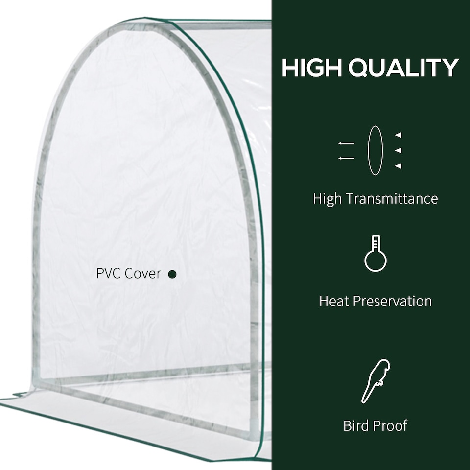 image 1 of Outsunny Tunnel Greenhouse Grow House Steel Frame PVC Transparent 250x100x80 cm