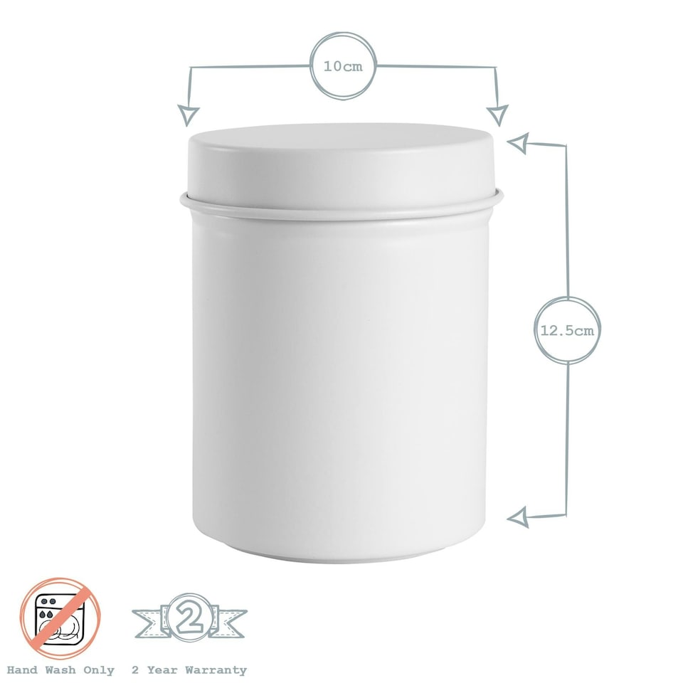 image 1 of Harbour Housewares Matt White Round Metal Kitchen Tea Coffee Sugar Canisters Kitchen Caddy Kitchen Storage Containers Canister
