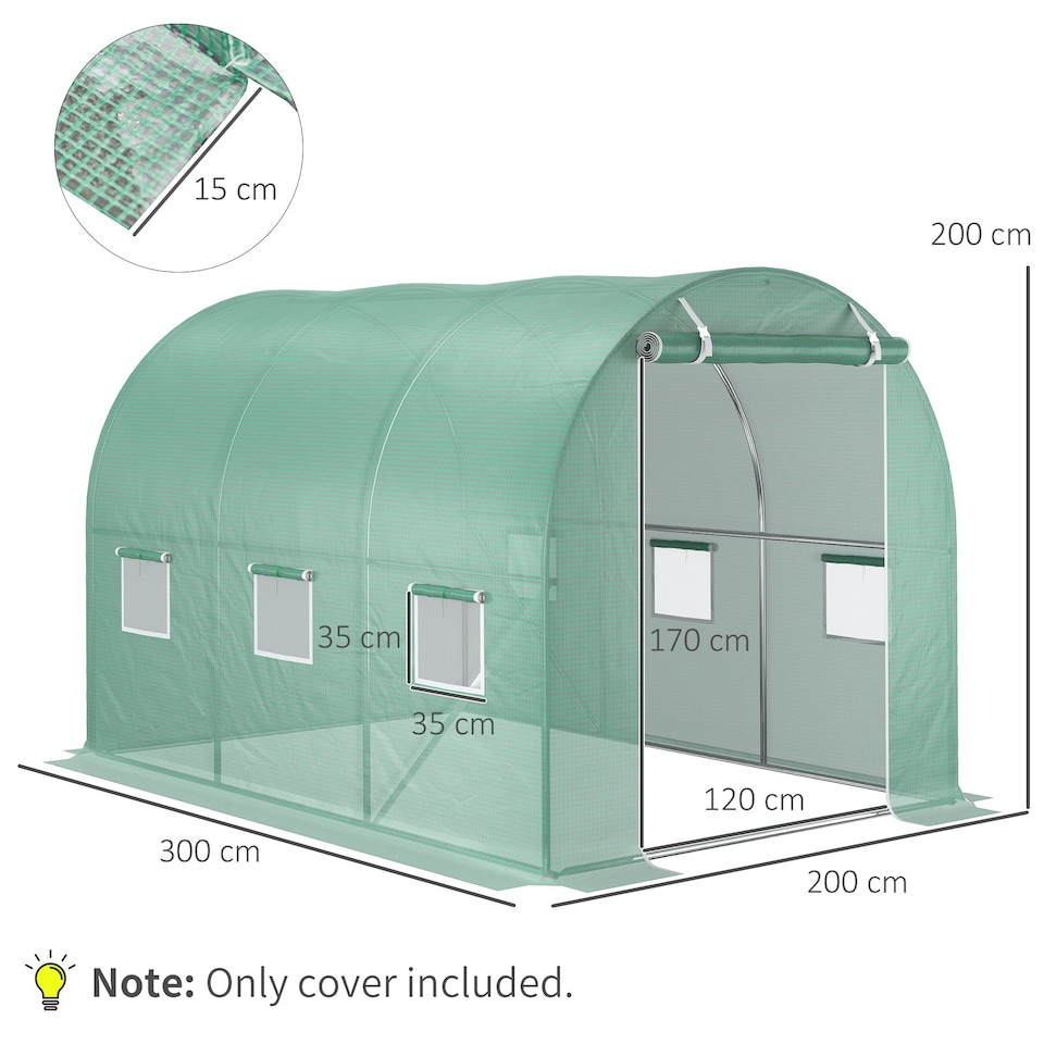 image 1 of Outsunny 3 x 2 x 2m Greenhouse Replacement Cover ONLY for Tunnel Greenhouse