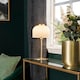 image 2 of BHS Binita Glass Ribbed Table Lamp, Opal & Brass