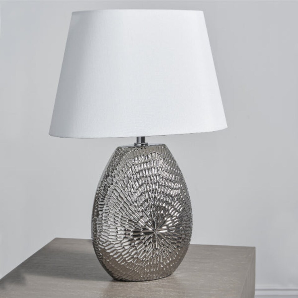 image 1 of Caitlin Small Silver Ceramic Table Lamp