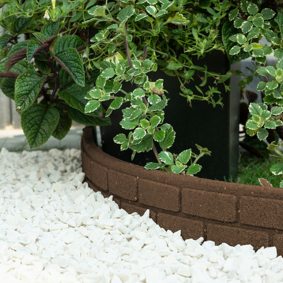image 1 of Rubber Lawn Edging Border Ultra Curve Bricks - Earth