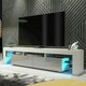 image 2 of TV Unit 200cm Grey Gloss Doors Oak Matt Frame Modern Media Cabinet White | Grey