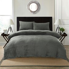 Teddy Bear Fleece Soft Cosy Duvet Cover + Pillow Case Set Silver | Single
