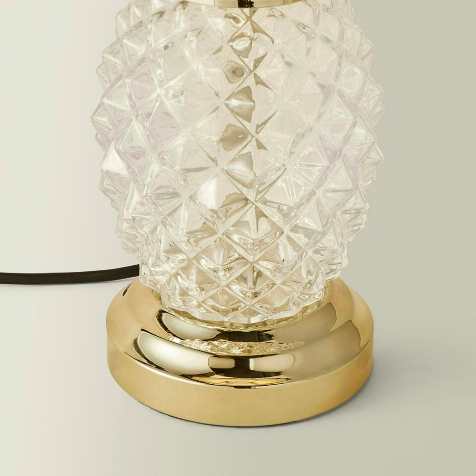 image 1 of ValueLights Pineapple Dimmable Clear Table Lamp and E14 Candle LED 5W Warm White 3000K Bulb Black