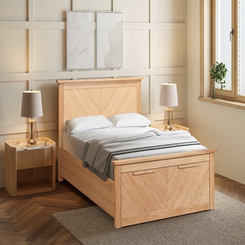 image 1 of 6ft Super King Real Oak Wood Bed Frame with Large Storage Drawer