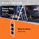 image 5 of VonHaus 3 Steel Folding Step Ladder with Anti Slip Feet
