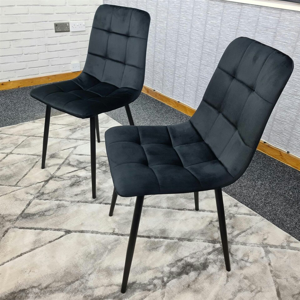 image 1 of Dining Chairs Set of 2 Black Velvet Kitchen Chairs Black