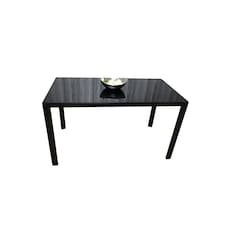 Dining Table Black Glass Kitchen Place for 6 Seats, Dining Table Only (Black H 75 x L 134 x W 70 cm) Grey