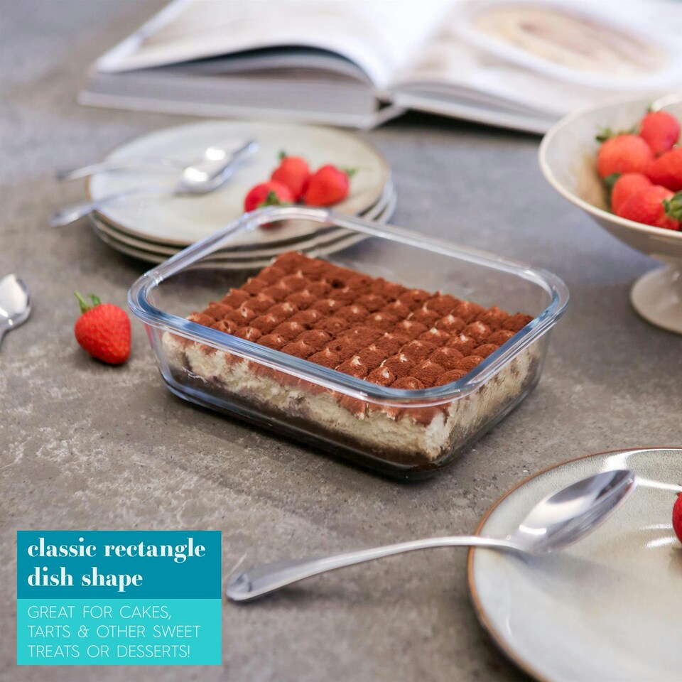 image 1 of Argon Tableware Rectangular Glass Cake Dishes - 17cm x 12.5cm - Pack of 2 Clear
