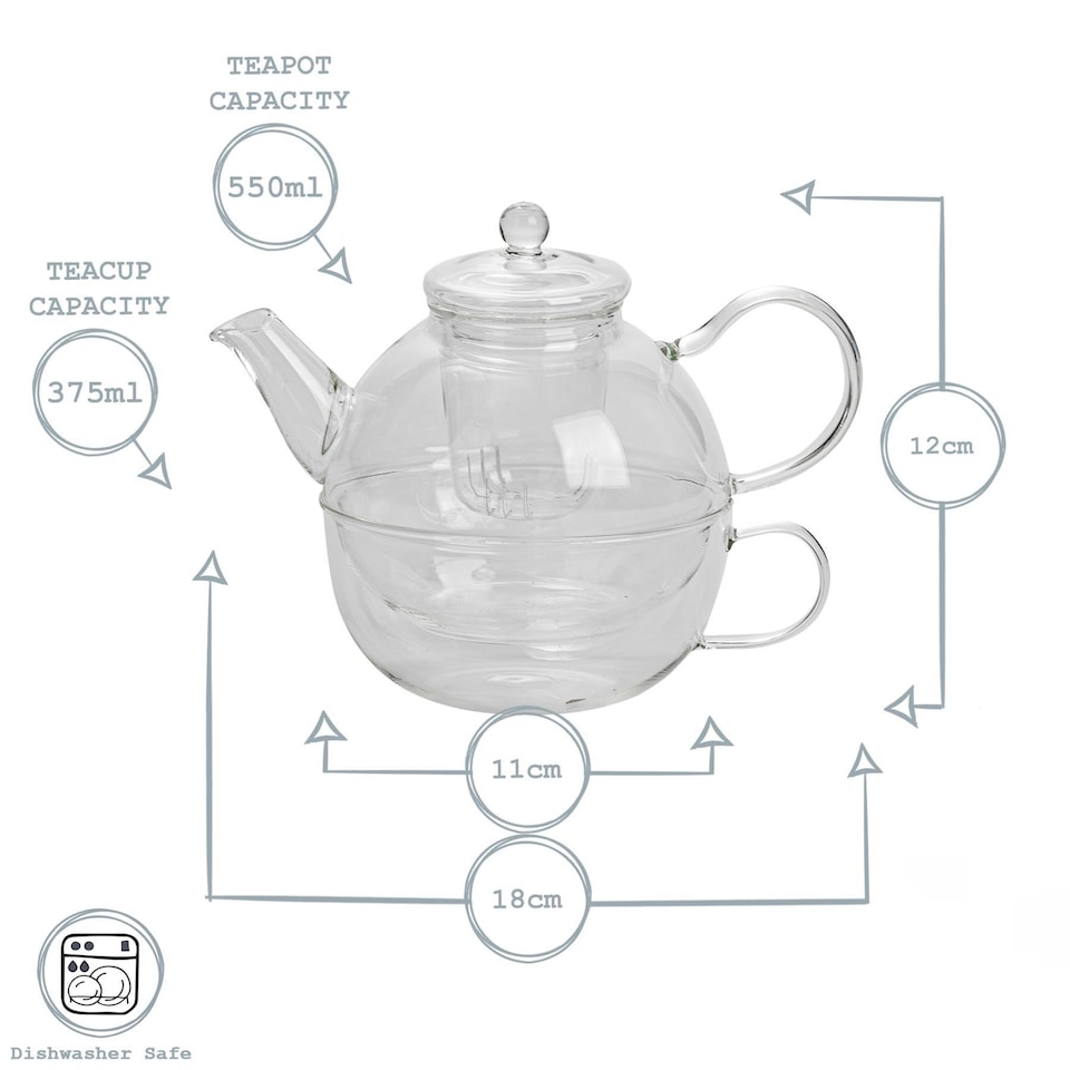 image 1 of Argon Tableware Glass Tea For One Set - 550ml