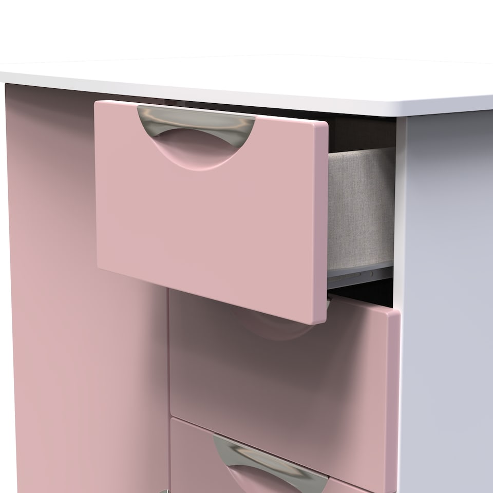 image 1 of Holborn 5 Drawer 1 Door Childrens Wardrobe in Kobe Pink & White (Ready Assembled) | Pink | Kobe Pink & White