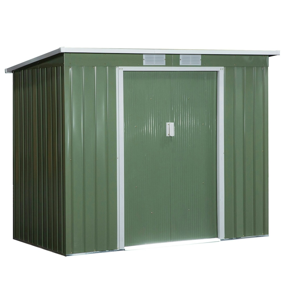 image 1 of Outsunny 7 x 4ft Metal Garden Storage Shed w/ Double Door Green
