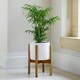 image 3 of Anzio Planter with Wooden Stand - Ceramic - L24 x W24 x H38.5 cm - Warm Grey | Grey