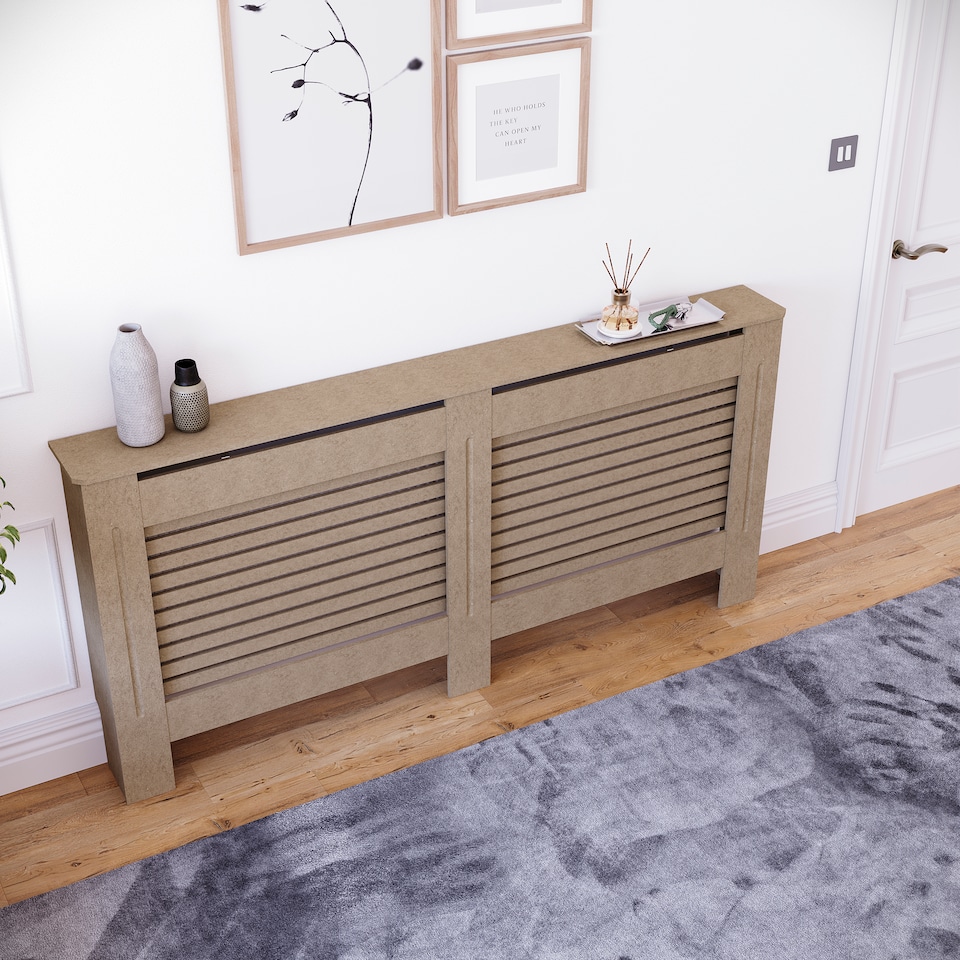 image 1 of Vida Designs Milton Radiator Cover MDF Slatted Cabinet, Unfinished, 172cm
