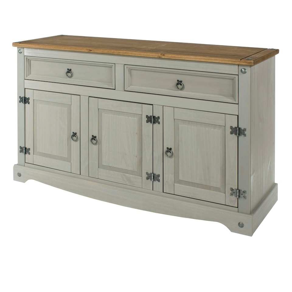 image 1 of Core Products Corona Grey Premium Medium Sideboard With 3 Doors & 2 Drawers H80.6cm x W132.0cm x D43.0cm Grey
