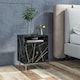 image 2 of HOMCOM Modern Bedside Table with Drawer and Open Shelf Black Marble Effect