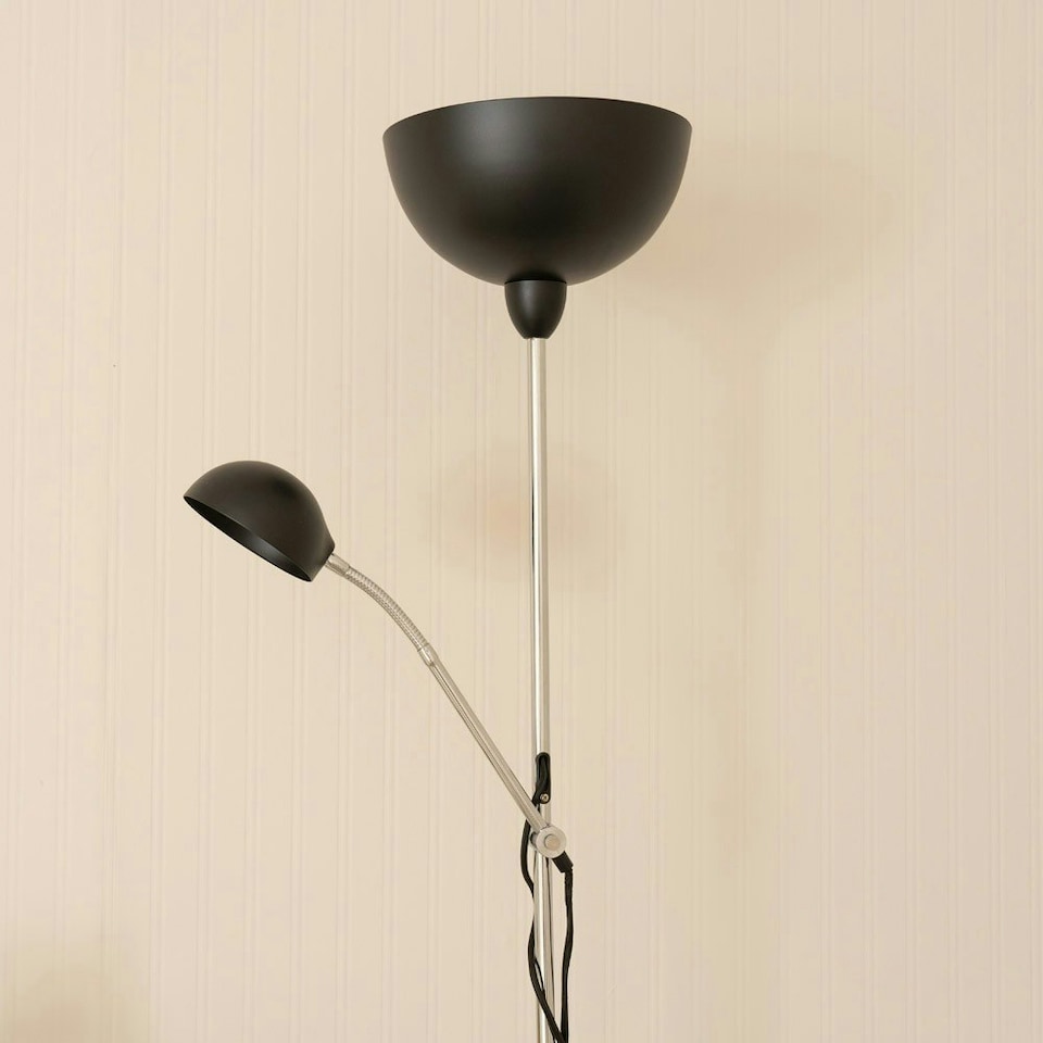 image 1 of ValueLights Orion Black Father Son Upright and Side Adjustable Floor Lamp and LED Bulb