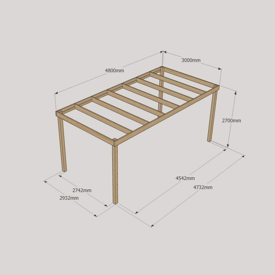 image 1 of Box Pergola - Wood - L300 x W480 x H270 cm - Rustic Brown