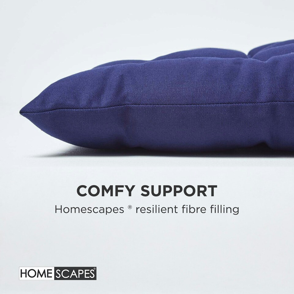 image 1 of Homescapes Garden Bench Cushion Luxury 2 Seater 100% Cotton Indoor Outdoor Seat Pad Navy Blue | 108 x 42 cm