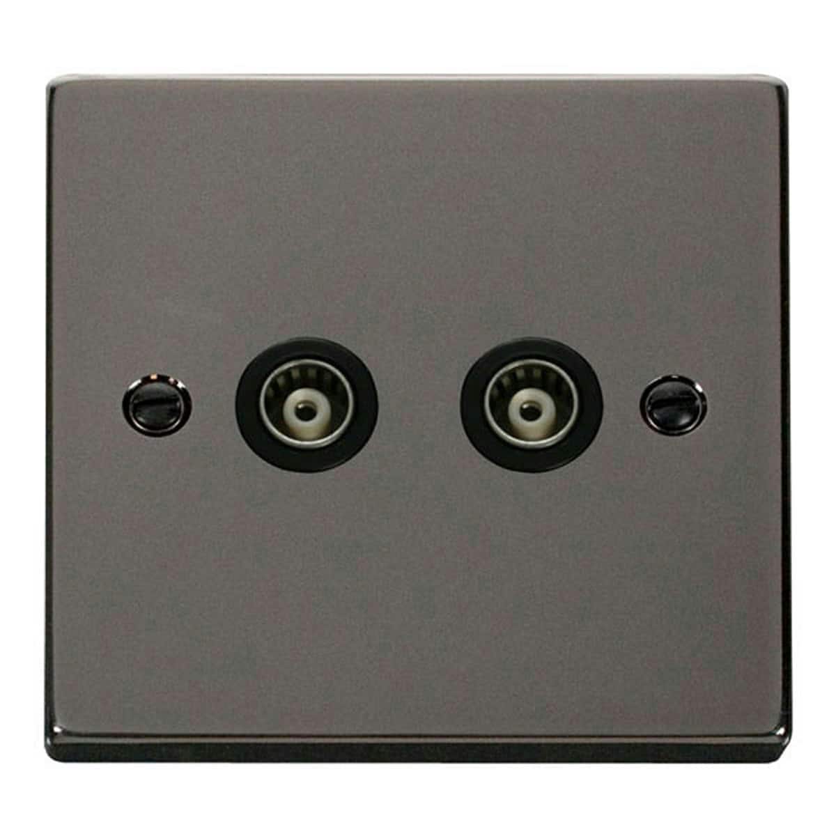 SE HOME Black Nickel Twin Isolated Coaxial Socket Black Black Nickel