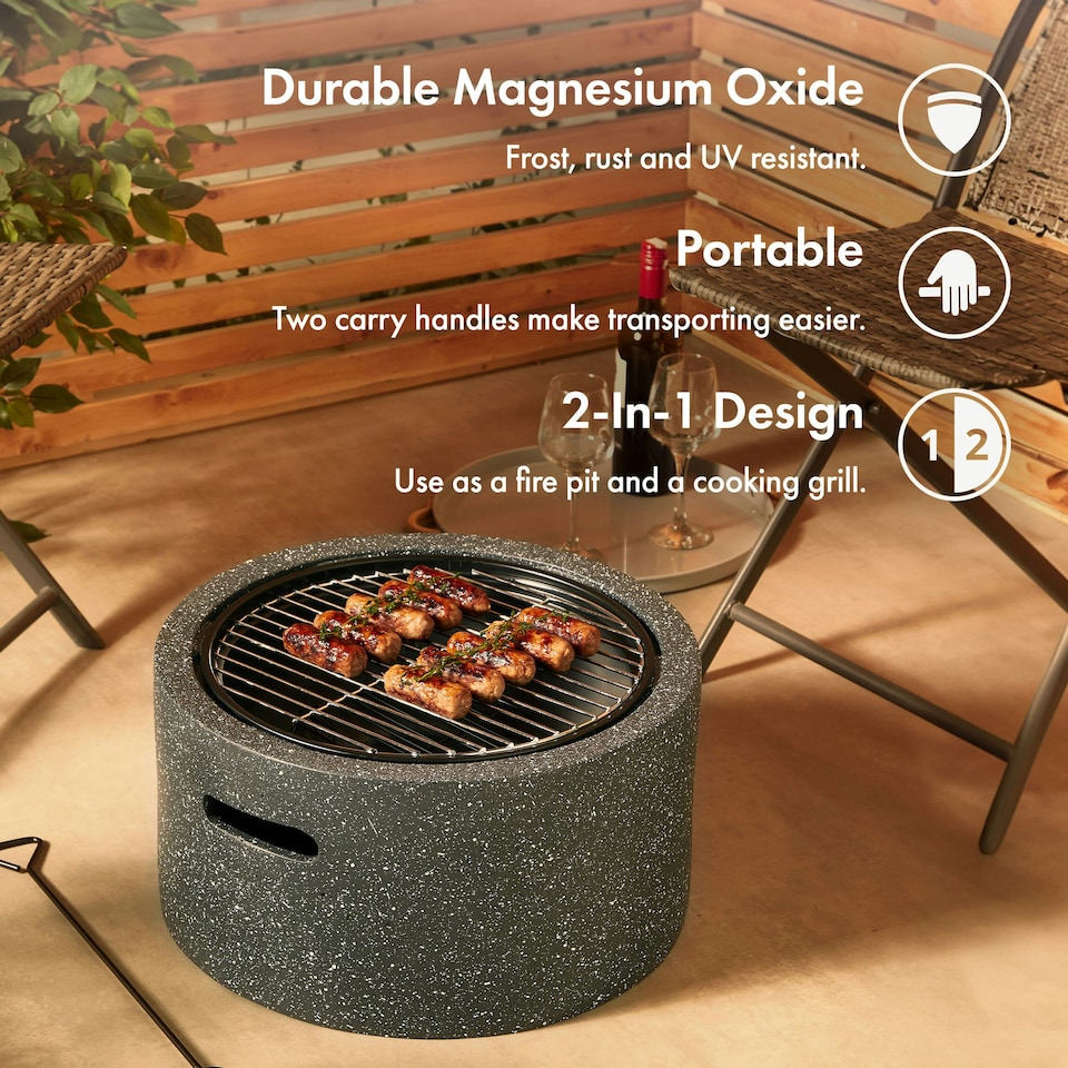 image 1 of VonHaus Fire Pit MgO Material Use Wood or Charcoal
