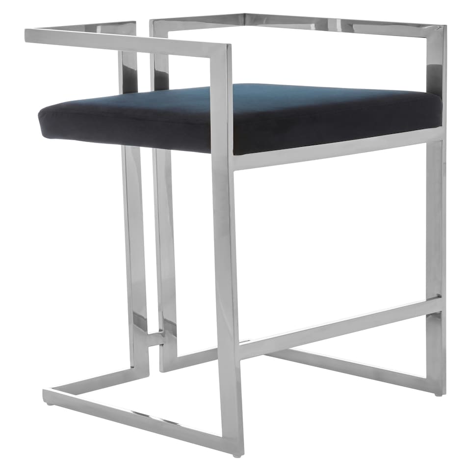image 1 of Interiors by Premier Bar Stool With Silver Frame Black