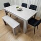 image 8 of Modern Grey Rectangle Dining Table Set With 4 Cream Gem Chairs And 1 Bench Dining Room Furniture | Cream | One Size | 6