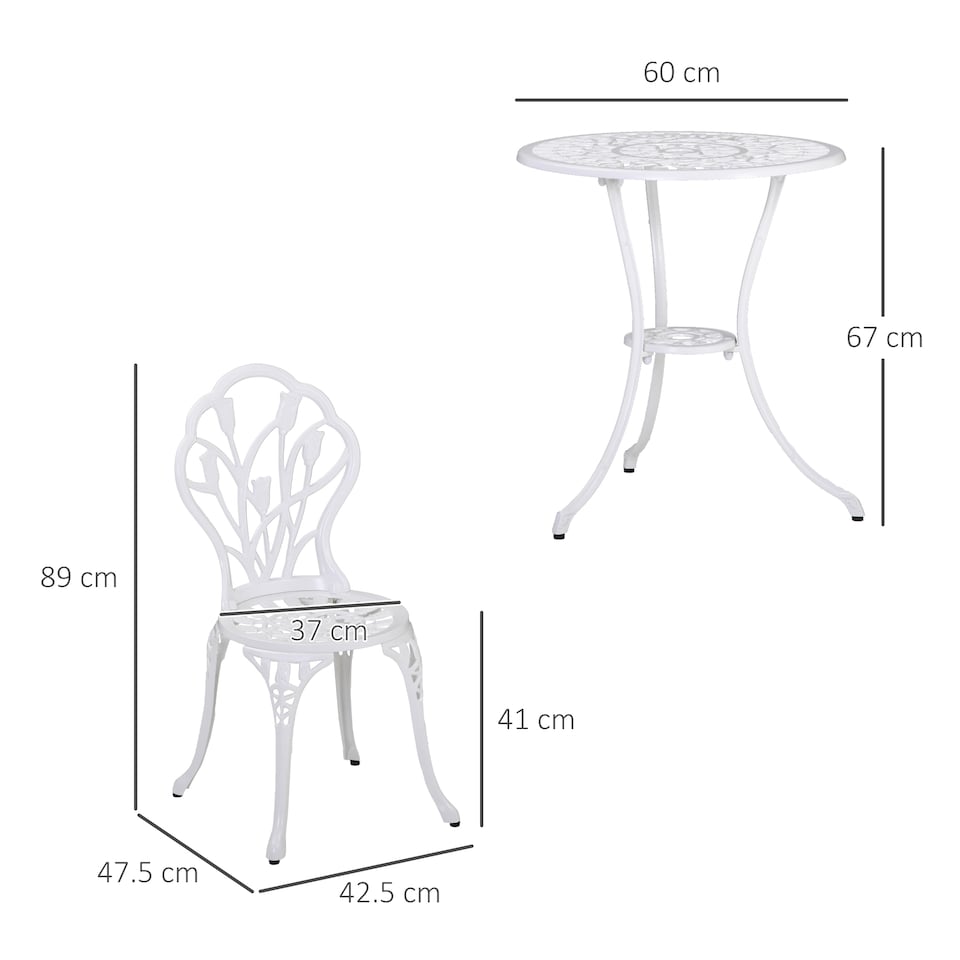 image 1 of Outsunny 3 Piece Bistro Set, Aluminium Garden Furniture with Umbrella Hole