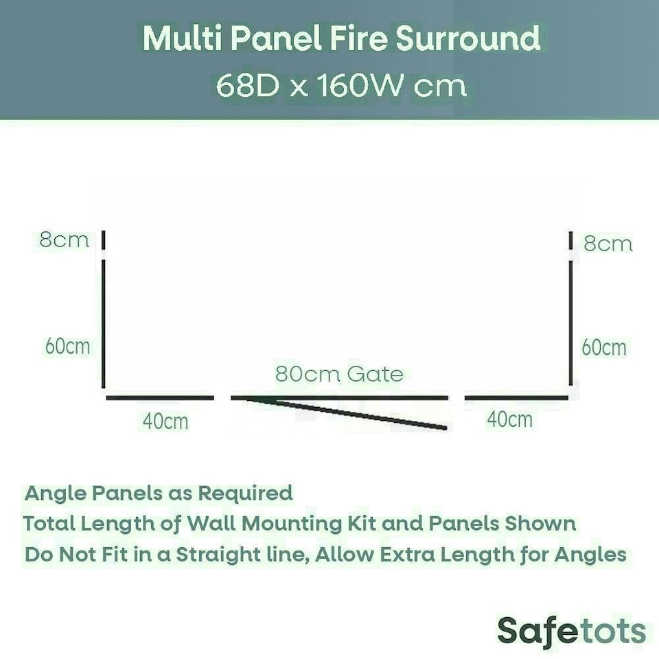 image 1 of Safetots Wooden Multi Panel Fire Surround, 68cm Deep x 160cm Wide, Natural Wood, 76cm Tall, Baby and Toddler Fire Guard, Safety Barrier for Fireplaces