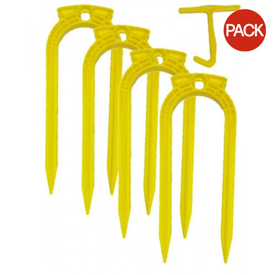 image 1 of Carta Sport Plastic U-Shaped Football Ground Anchor (Pack of 4) - Yellow - 9in x 4in