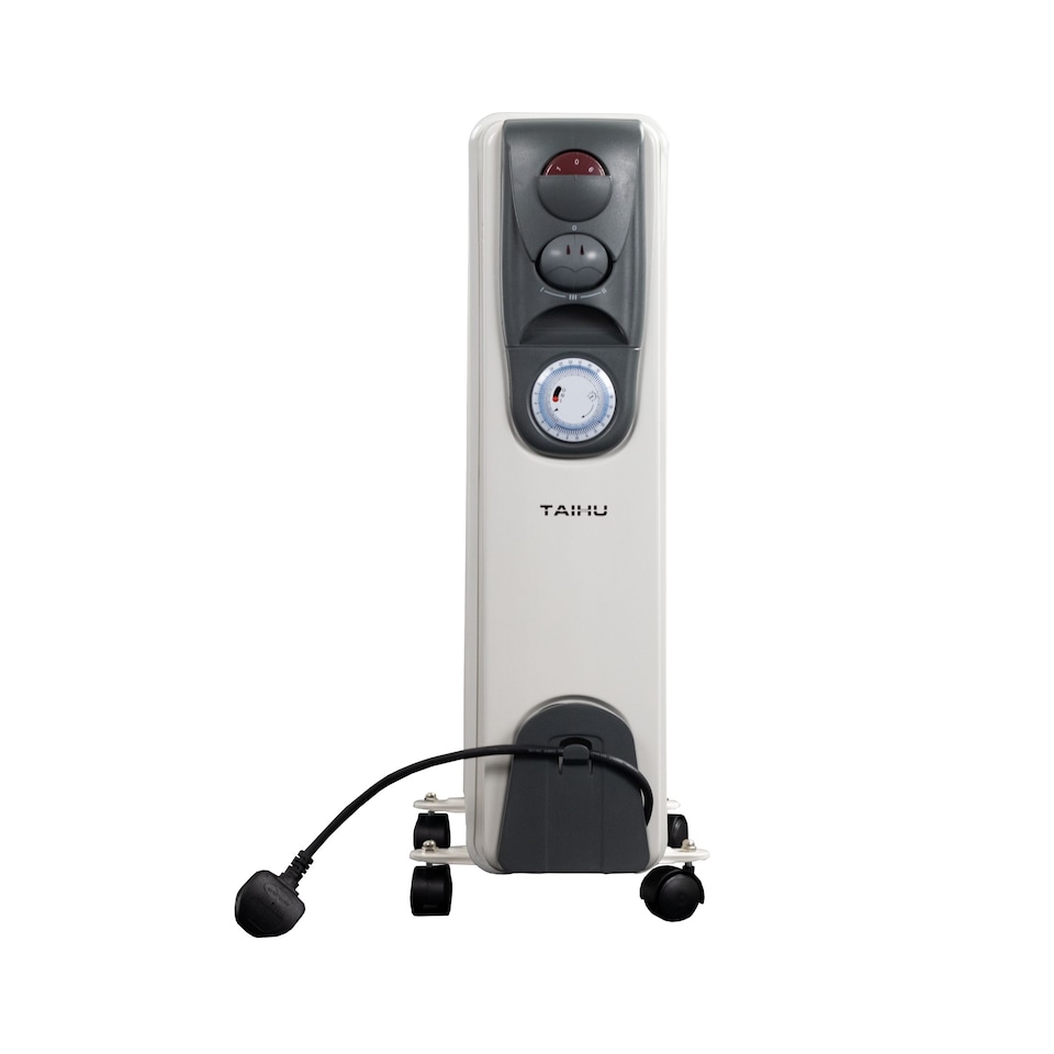 image 1 of TAIHU Oil Filled Radiator, 11 Fins, 2500W, Portable, Timer, White - 11OH2500W14