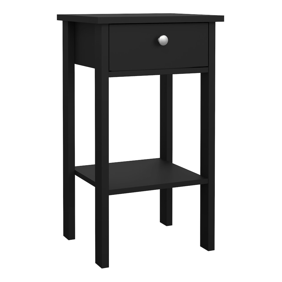 image 1 of Madrid Bedside Table with 1 Drawer in Matt Black