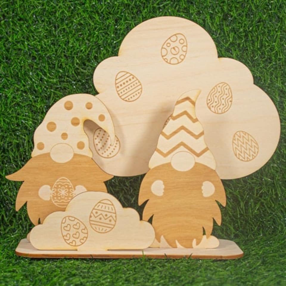Wooden Easter Gonk Scene Decoration Kit