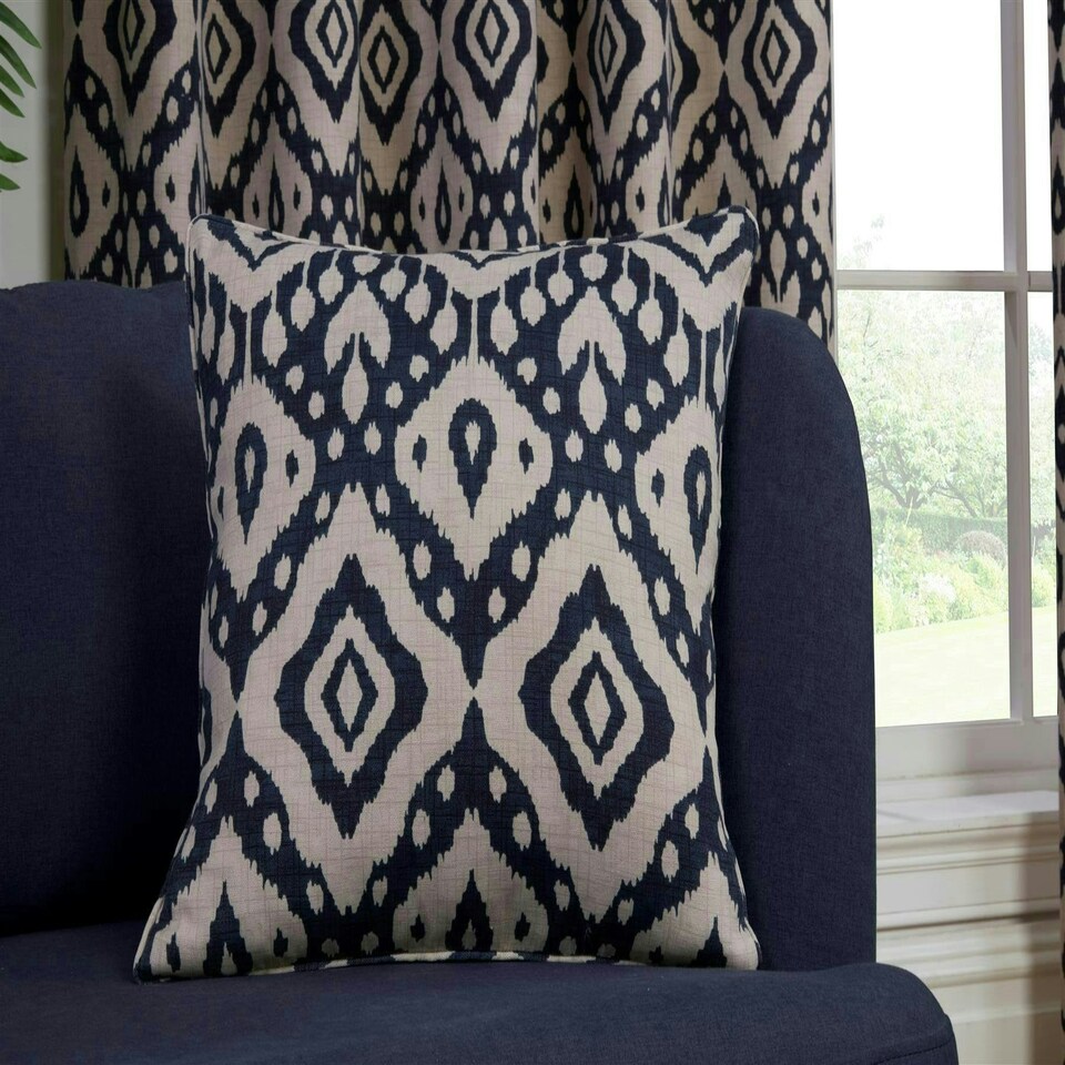 image 1 of Marrakech Eyelet Curtains - Blue - 229cm x 183cm