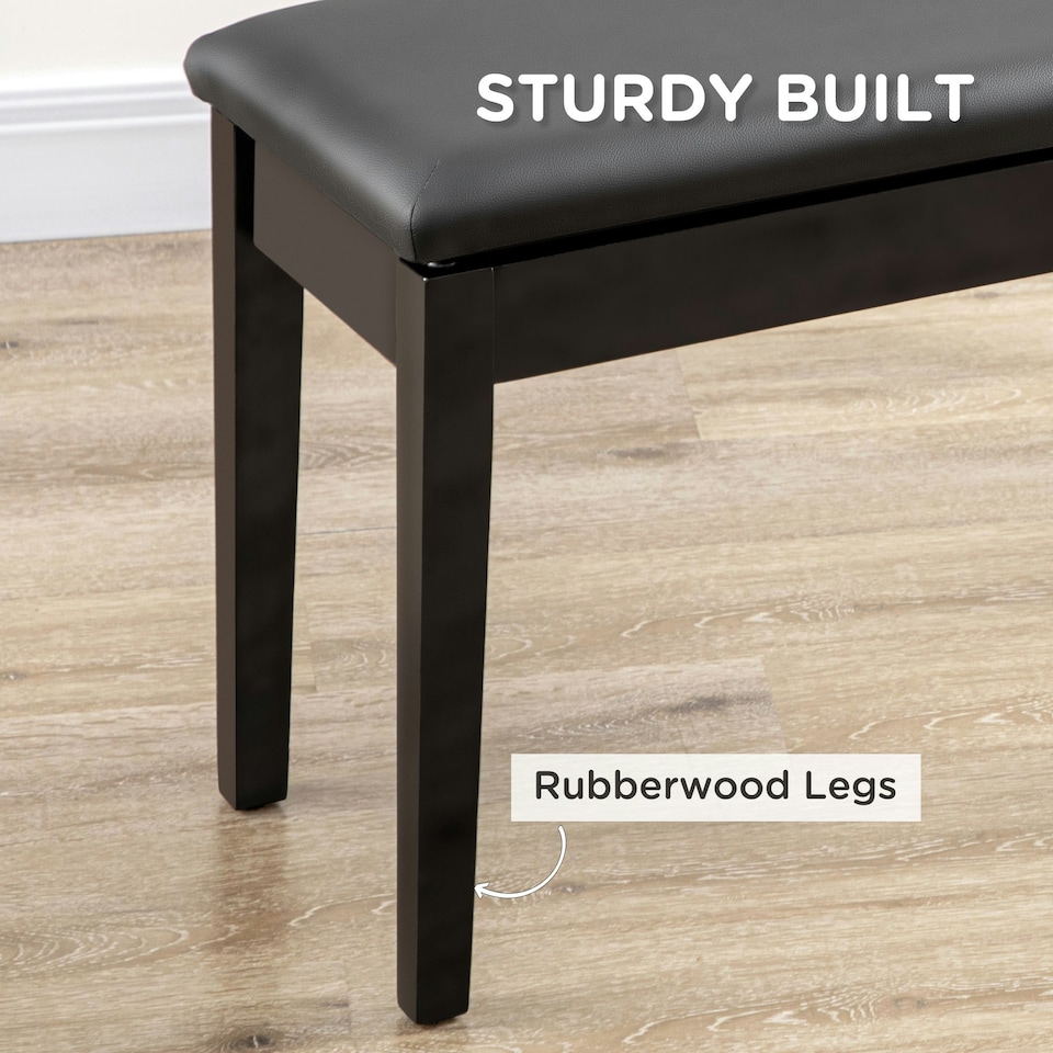 image 1 of HOMCOM Classic Piano Bench Stool, PU Leather Padded Keyboard Seat Black