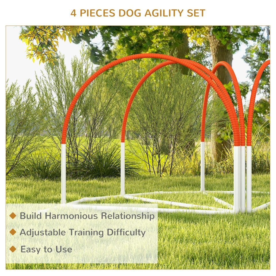 image 1 of PawHut Dog Agility Equipment Set with 4 PCS Weave Pole, Orange