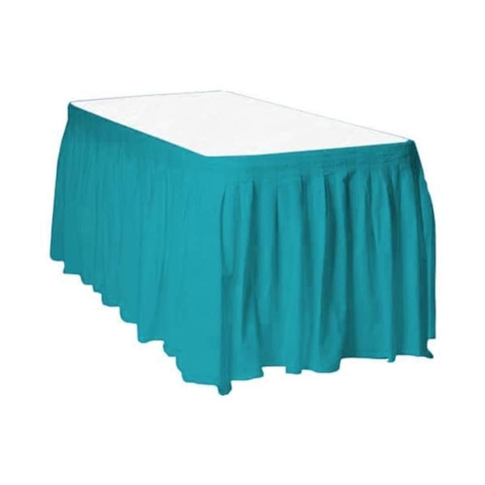Caribbean Teal Plastic Table Skirt 426cm x 74cm