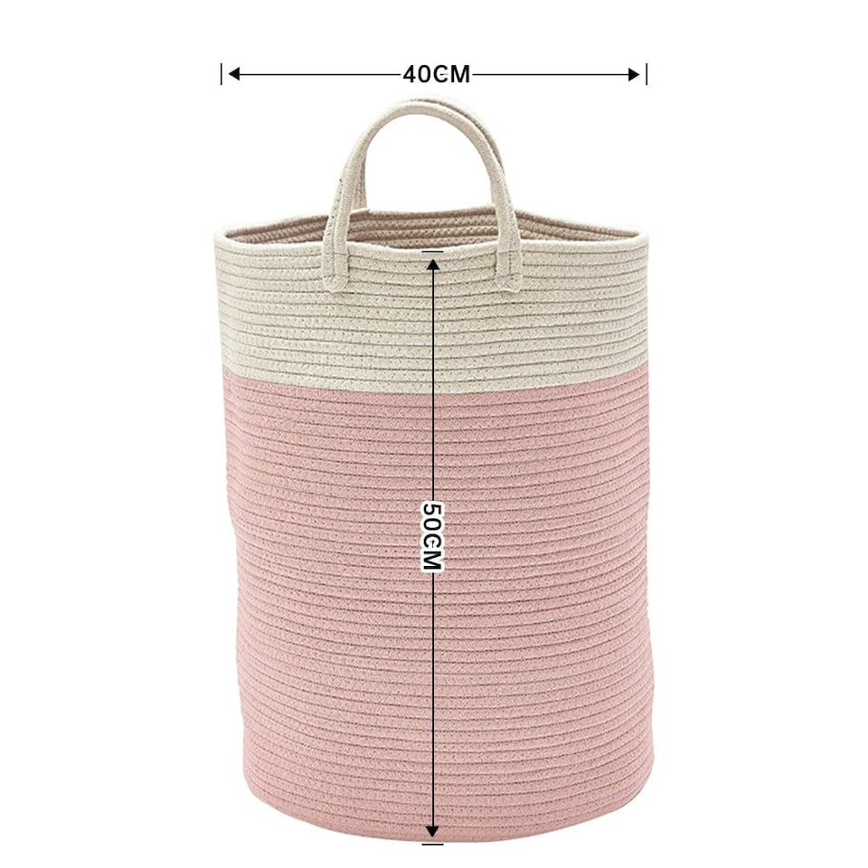 image 1 of Living and Home Woven Basket, Pink | Pink