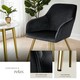 image 4 of Chair Marilyn - with armrests, padded, velvet look, golden steel legs - Set of 6 Black | Black/Gold